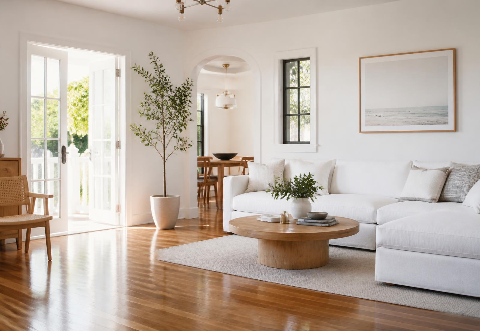 Cleaning company website example showing a bright, freshly cleaned living room